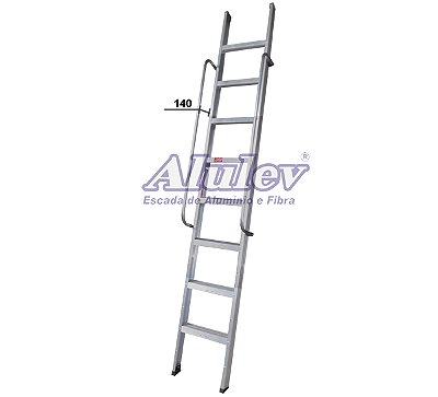 Escada Alumínio Encosto Comercial 06 Degraus - 2,10m Alulev