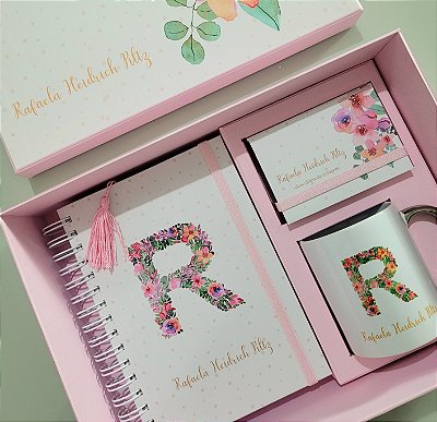 Kit - Mini Planner + Caixinha Frases + Caneca | Coleção Floratta