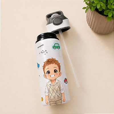 Squeeze 600ml - Caricatura Kids | Carrinhos* ❤