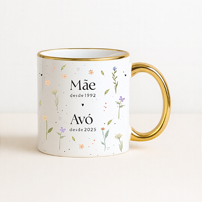 Caneca Floral Personalizada - Mãe e Avó
