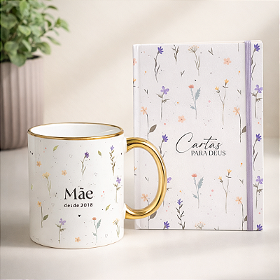 Combo Caneca Mãe + Caderno Cartas para Deus - Dia das Mães ❤