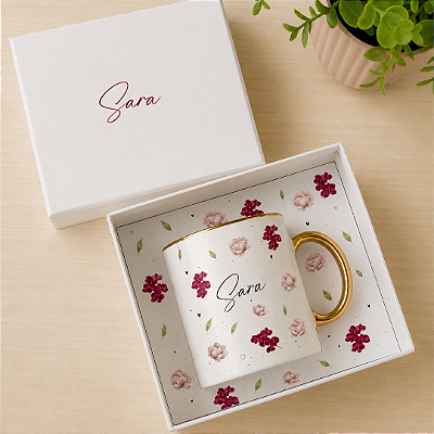 Kit - Caneca + Caixinha | Coleção Cristã | Escolhida, Amada e Abençoada