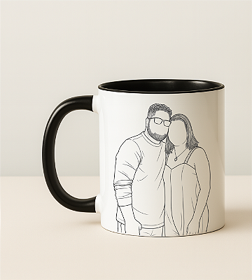Caneca Personalizada - Line Art + Iniciais*