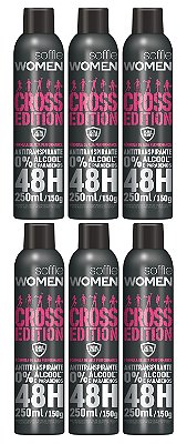 Kit com 6 Desodorante antitranspirante Soffie Cross Edition Women