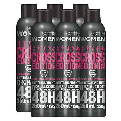Kit com 6 Desodorantes Antitranspirantes - Soffie Cross Edition Women