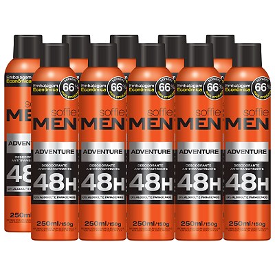 Kit com 10 Desodorantes Antitranspirantes - Soffie Men Adventure