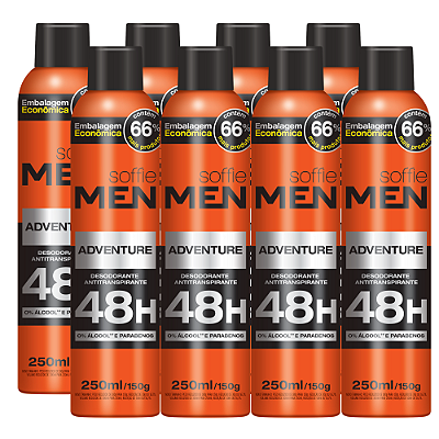 Kit com 8 Desodorantes Antitranspirantes - Soffie Men Adventure