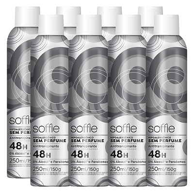 Kit com 8 Desodorantes Antitranspirantes - Soffie Sem Perfume Hipoalergênico