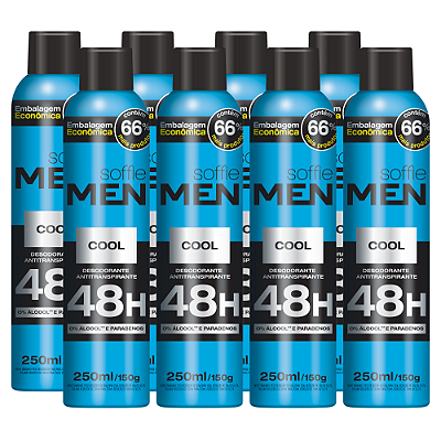 Kit com 8 Desodorantes Antitranspirantes - Soffie Men Cool
