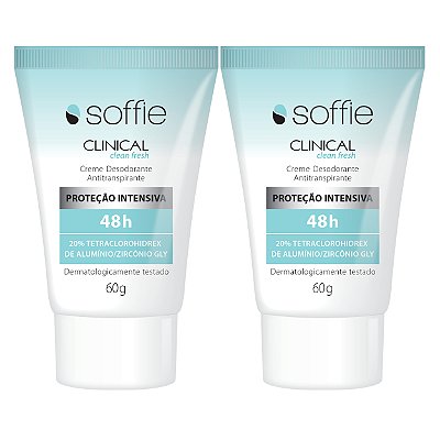 Kit Com 2 Desodorantes Antitranspirantes - Soffie Clinical Clean Fresh 48h