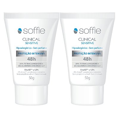 Kit Com 2 Desodorantes Antitranspirantes - Soffie Clinical Sensitive 48h