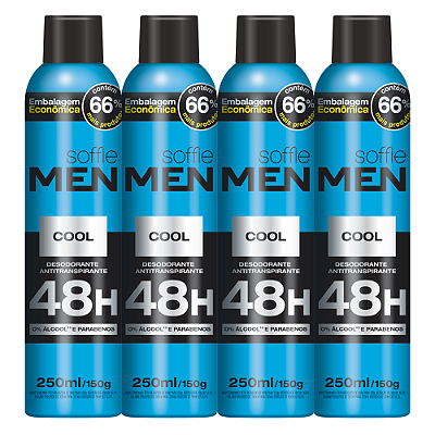 Kit com 4 Desodorantes Antitranspirantes - Soffie Men Cool