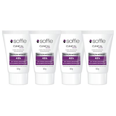Kit Com 4 Desodorantes Antitranspirantes - Soffie Clinical Women 48h