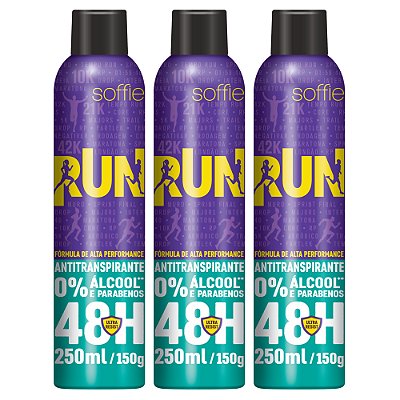 Kit com 3 Desodorantes Antitranspirantes - Soffie RUN