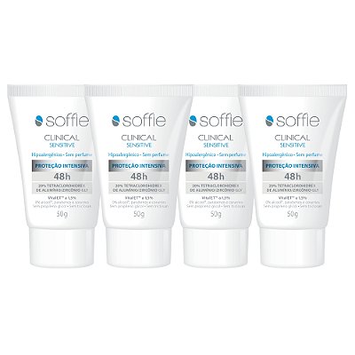 Kit Com 4 Desodorantes Antitranspirantes - Soffie Clinical Sensitive 48h