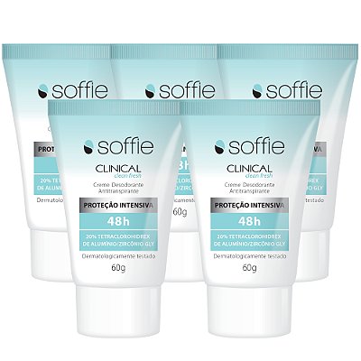 Kit Com 5 Desodorantes Antitranspirantes - Soffie Clinical Clean Fresh 48h