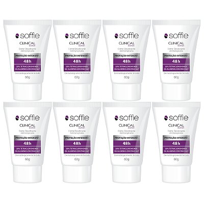 Kit Com 8 Desodorantes Antitranspirantes - Soffie Clinical Women 48h