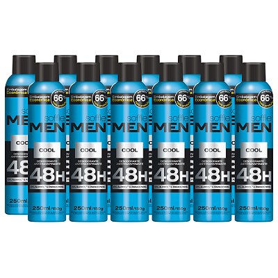Kit com 12 - Desodorante Antitranspirante Soffie Men Cool