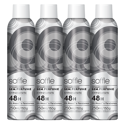 Kit com 4 Desodorantes Antitranspirantes - Soffie Sem Perfume Hipoalergênico