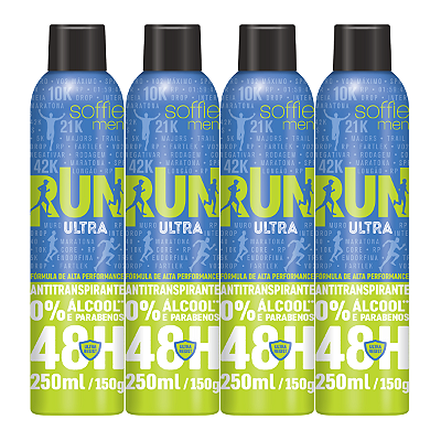 Kit com 4 Desodorantes Antitranspirantes - Soffie RUN Ultra