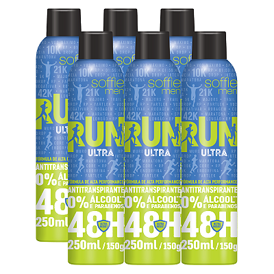 Kit com 6 Desodorantes Antitranspirantes - Soffie RUN Ultra
