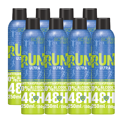 Kit com 8 Desodorantes Antitranspirantes - Soffie RUN Ultra