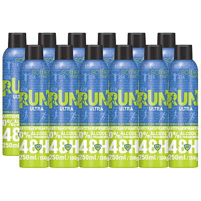 Kit com 12 Desodorantes Antitranspirantes - Soffie RUN Ultra