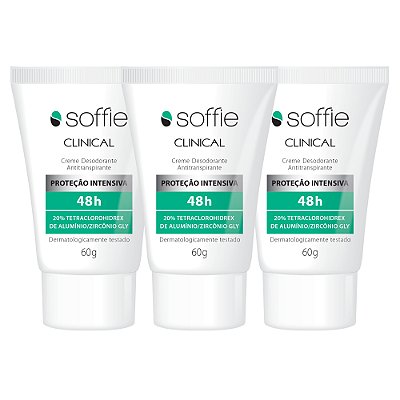 Kit Com 3 Desodorantes Antitranspirantes - Soffie Clinical 48h