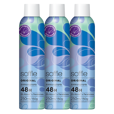 Kit com 3 Desodorantes Antitranspirantes - Soffie Original
