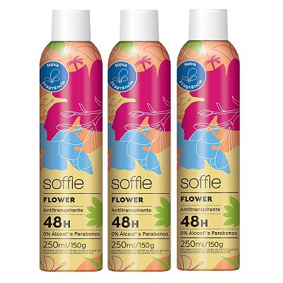 Kit com 3 - Desodorante Antitranspirante Soffie Flower Aerosol