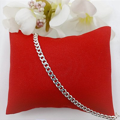 Pulseira Banhada A Prata De Elo Curto Masculina Bijou Art