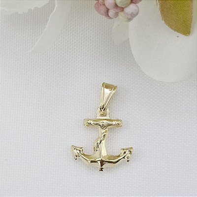 Pingente Banhado A Ouro De Âncora Bijou Art