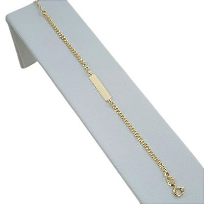 Pulseira Banhada A Ouro De Elo Curto De Chapa Lisa Bijou Art
