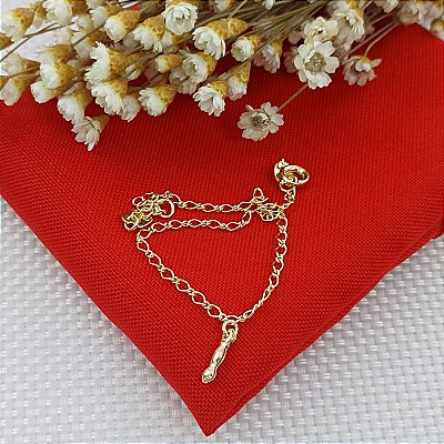 Pulseira Banhada A Ouro Infantil Elo 1x1 Com Figa Bijou Art
