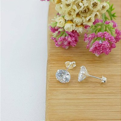 Brinco Fixo Ponto De Luz 8 mm Banhado A Prata Bijou Art