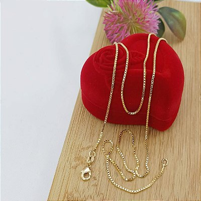 Corrente Banhada A Ouro Elo Veneziana 60 cm Bijou Art