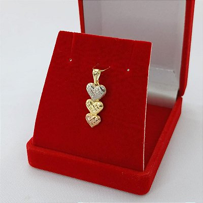 Pingente Banhado A Ouro Com 3 Corações Bijou Art