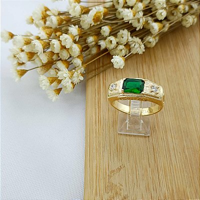 Anel Banhado A Ouro Com Zircônias Bijou Art