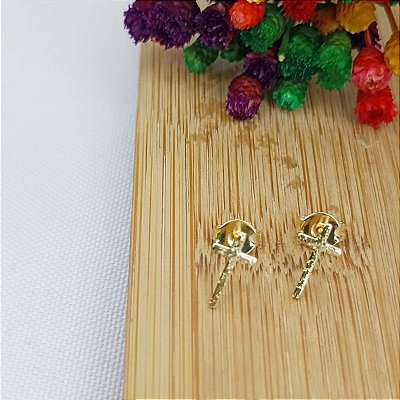 Brinco Banhado A Ouro De Cruz Fixo Bijou Art