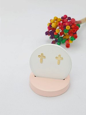 Brinco Banhado A Ouro De Cruz Trabalhada Bijou Art