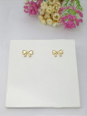 Brinco Banhado a Ouro Fixo De Laço Liso Bijou Art