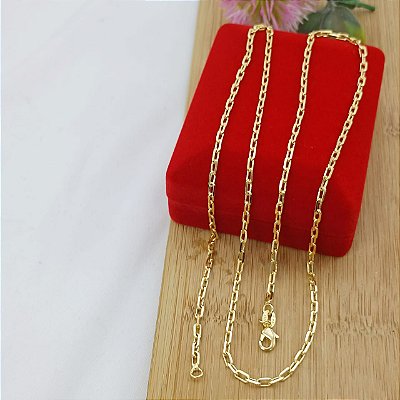 Corrente Banhada A Ouro Elo Carti 60 Cm Bijou Art