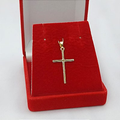 Pingente Banhado a Ouro De Cruz Palito Lisa Bijou Art