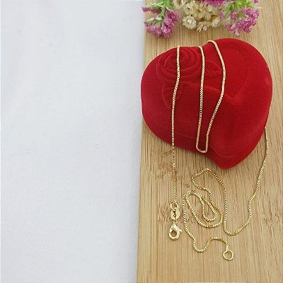 Corrente Banhada a Ouro Elo Veneziana Fechado 60 Cm Bijou Art