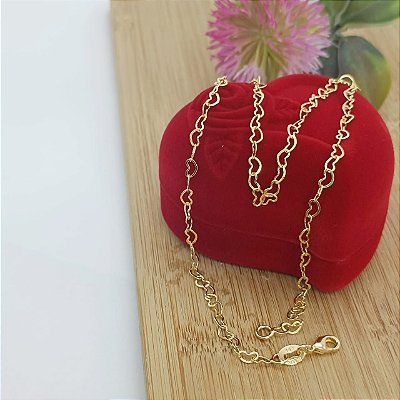 Corrente Banhada a Ouro 40 cm Elo Coração Bijou Art
