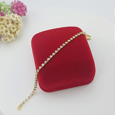 Pulseira Infantil Banhada a Ouro Com Pedras de Strass Bijou Art
