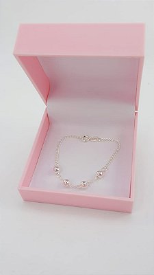 Pulseira Infantil Banhado a Prata Com Bolas Bijou Art