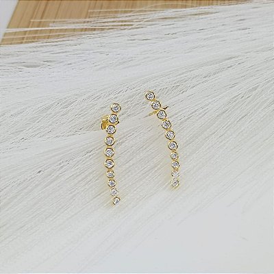 Brinco Banhado a Ouro Fixo De Pedras Bijou Art