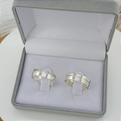 Par De Alianças De Prata Anatômica Lisa 6mm Bijou Art