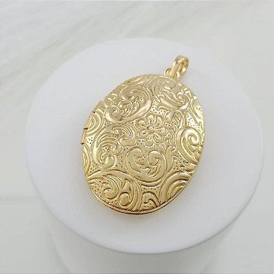 Pingente Banhado a Ouro Relicário Trabalhado Bijou Art